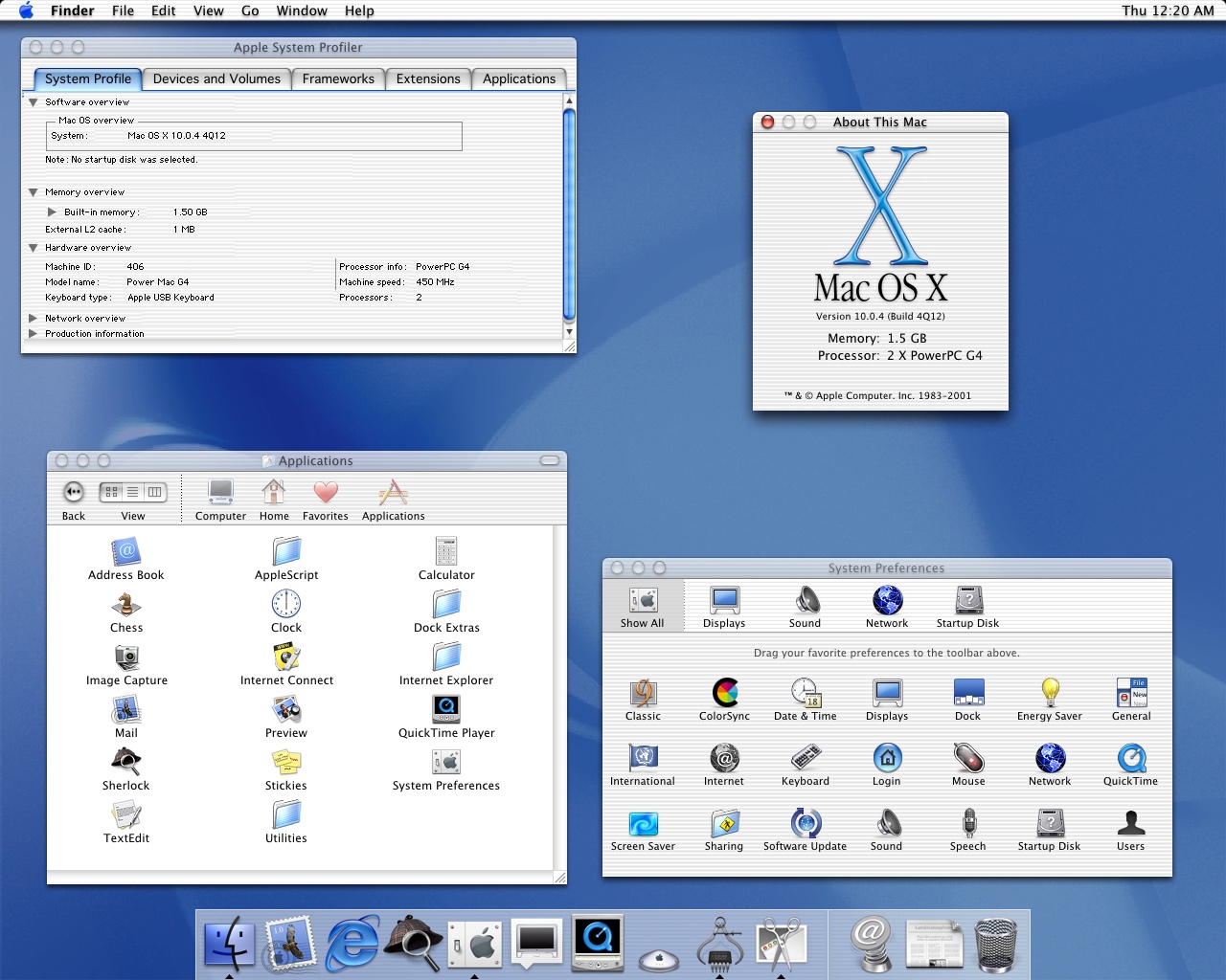 Mac OS X 10.0 Cheetah System Preferences and Applications (2001)